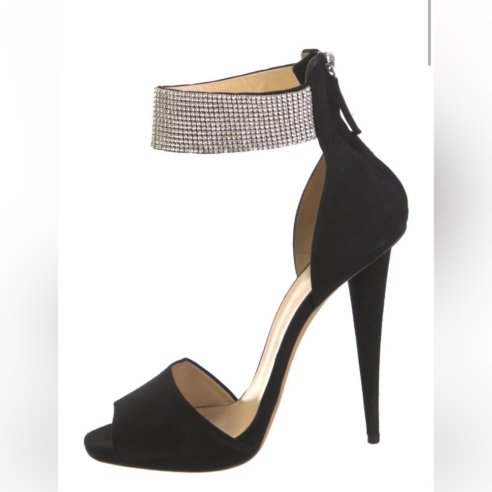 Giuseppe Zanotti Suede crystal embellishments D’Orsay pumps